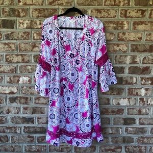 Crown & Ivy V Neck Bell Sleeve Dress Sz XL